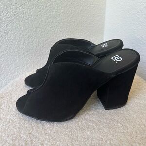 NWT BP Women's Suede Leather Open-Toe Block Heel Mules Shoes, Women’s 7